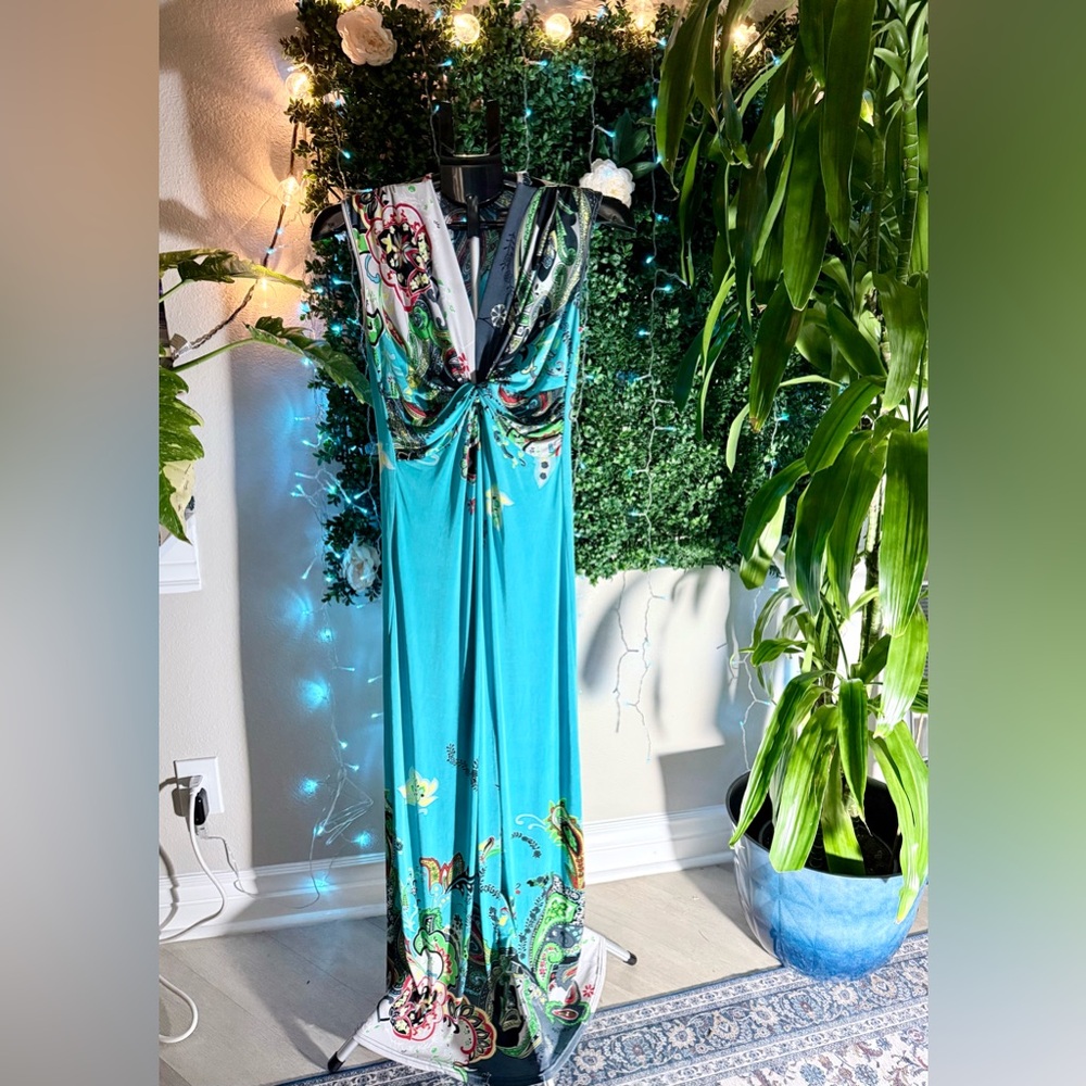 julia turkoise paisley dress vintage style or boho.